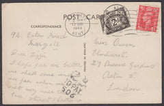 62960 - 1948 UNDERPAID MAIL. Postcard Margate to London ...