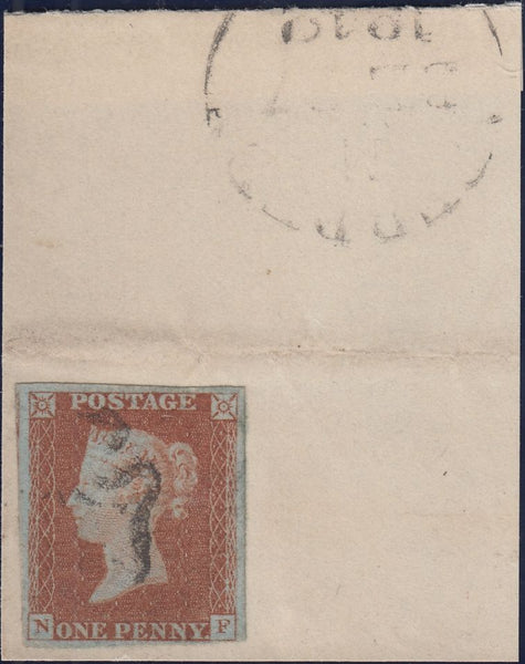 63048 1842 1D PL.25 (SG8)(NF). Small piece with good to fine used 1842 1d pl. 25 (SG8)