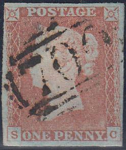 63131  1846 1D Pl.70 (SG9)(SC). Fine used 1846 1d pl. 70 showing early plate wear (SG9)