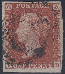 63199 - 1853 1d imperf pl. 163 lettered ED (SG 8). A good ...