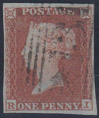 63202 - PL.167 (RI)(SG8). Good to fine used 1853 1d pl.167 (SG8) lettered RI