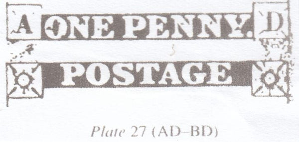 63890 1857 DIE 2 1D PL.27 'BD MAJOR RE-ENTRY' WHITE PAPER (SG40)(SPEC C10f).