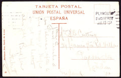 63961 - 1913 UNPAID MAIL SPAIN? TO PADDINGTON. 1913 post card to Paddington, no stamp...