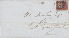 64148 - Pl.55 (RA)(SG8) ON COVER. 1845 wrapper London to East Grin...