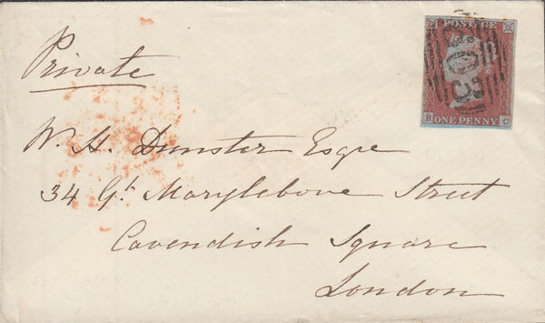 64174 - Pl. 84(RC)(SG8) ON COVER. 1849 envelope Oxford to London wi...