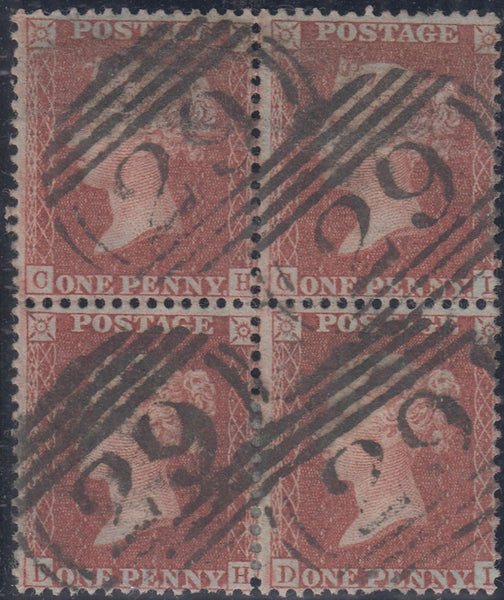64289 - 1856 die II plate 23 red-brown on blued paper (SG ...
