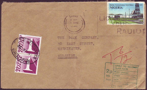 64549 - 1972 UNDERPAID MAIL NIGERIA TO UK. Envelope Nigeria to Warminster w...