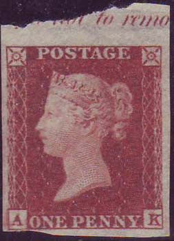 64573 - 1854 DIE 1 PLATE 183 IMPRIMATUR LETTERED AK. A good to fine imperforate IMPRIMARTUR from die I plate 183