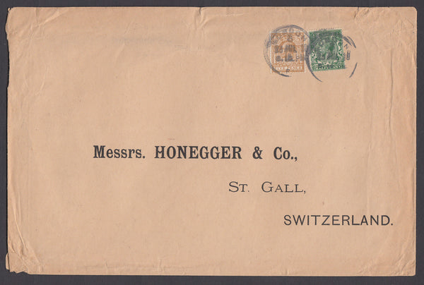 64731 - 1919 MAIL LONDON TO SWITZERLAND. Large envelope (232x154) London wit...