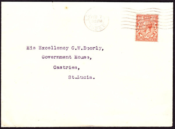 64734 - 1929 MAIL TO ST. LUCIA. Envelope London to Castrie...