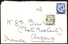 64752 - 1923 MAIL TO FRANCE WITH FRENCH POSTAGE DUE PAYING POST RESTANTE. 1923 envelope to France (Poste Restan...