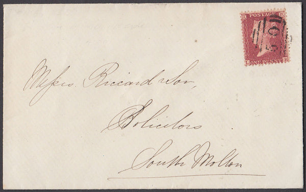 64858 - PL.60 (LB)(SG40). 1857 envelope Barnstaple to Sout...