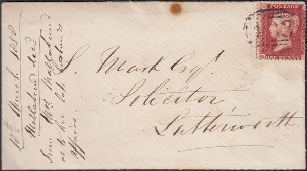 64907 - 1858 LEICS/'CLAYBROOK' UDC. Envelope with letter used l...