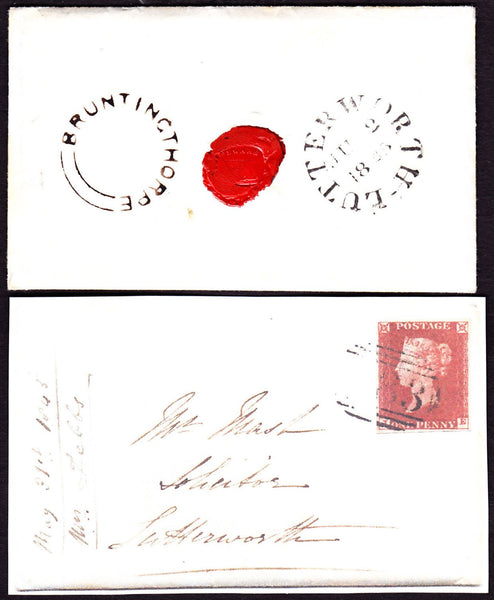 64921 - 1845/LEICS 'BRUNTINGTHORPE' UDC/PL.52 (SG8)(JE). Fine envelope used locally in