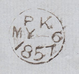 64941 - 1857 DIE II 1D PL. 43 (AD AE BD BE) (SPEC C9(3) TRANSITIONAL BLOCK OF FOUR ON COVER ...