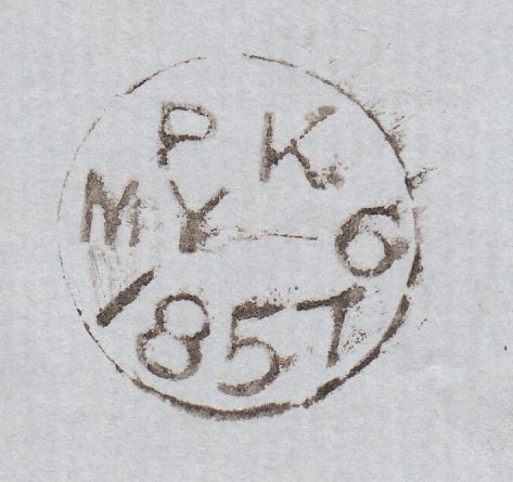 64941 - 1857 DIE II 1D PL. 43 (AD AE BD BE) (SPEC C9(3) TRANSITIONAL BLOCK OF FOUR ON COVER ...