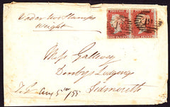 65116 - 1855 OVERPAID MAIL ON COVER/RESERVE PL. 6 (MB MC) S.C.16 (SG17). 1855 wrapper London to Sidmout...