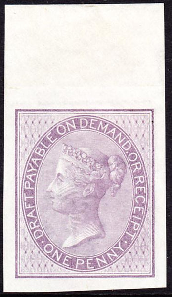 65228 - POSTAL FISCAL IMPRIMATUR. 1856 1d lilac Draft stam...