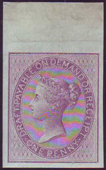 65231 - POSTAL FISCAL IMPRIMATUR. 1855 1d lilac Draft stam...