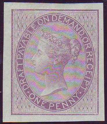 65232 - POSTAL FISCAL IMPRIMATUR. 1856 1d lilac Draft stam...