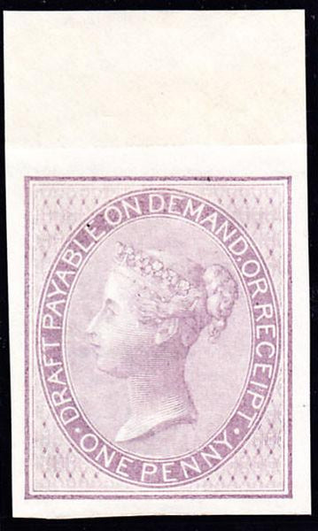 65235 - POSTAL FISCAL IMPRIMATUR. 1856 1d lilac Draft stam...