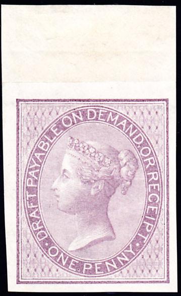 65236 - POSTAL FISCAL IMPRIMATUR. 1856 1d lilac Draft stam...