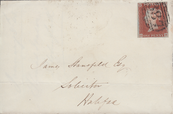 65695 - Pl.45(OB)(SG8) ON COVER. 1845 wrapper (side flaps missing) ...