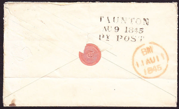 65720 - TAUNTON PENNY POST. 1845 1d pink (opened out) Taun...