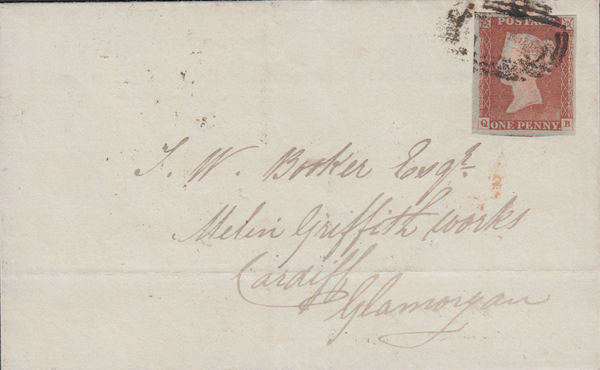 65757 - Pl.63 (QB)(SG8) ON COVER. 1846 wrapper Taunton to Cardiff w...