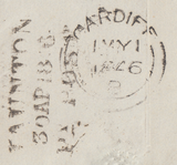 65757 - Pl.63 (QB)(SG8) ON COVER. 1846 wrapper Taunton to Cardiff w...