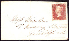 65760 - PL.12 (BI) BROWN-ROSE (SPEC C6(4) ON COVER. 1855 envelope to Guildford with die II 1d star pla...