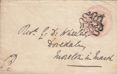 65801 -  1843 1D PINK ENVELOPE/LONDON NUMBER "6" IN MALTESE CROSS. A g...