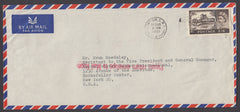 66035 1957 AIR MAIL LONDON TO USA WITH 2/6D CASTLE.