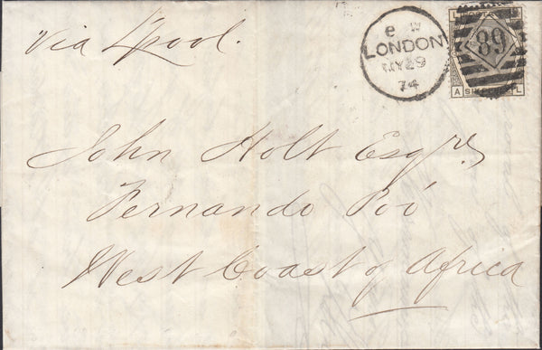 66049 - 1874 MAIL TO FERNANDO PO WEST COAST OF AFRICA. 1874 let...