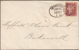 66072 1857 DIE 2 1D PL.45 ROSE-RED ON WHITE PAPER PERF 14 (SG40)(OE) ON COVER BIRMINGHAM SPOON (RA5).