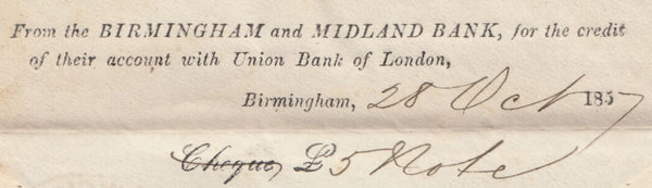 66072 1857 DIE 2 1D PL.45 ROSE-RED ON WHITE PAPER PERF 14 (SG40)(OE) ON COVER BIRMINGHAM SPOON (RA5).