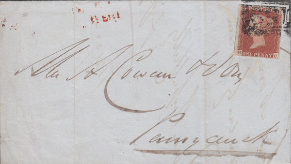 66227 - Pl.64 (HC)(SG8) ON COVER. 1846 wrapper Glasgow to Pennycuic...