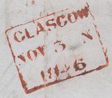 66227 - Pl.64 (HC)(SG8) ON COVER. 1846 wrapper Glasgow to Pennycuic...