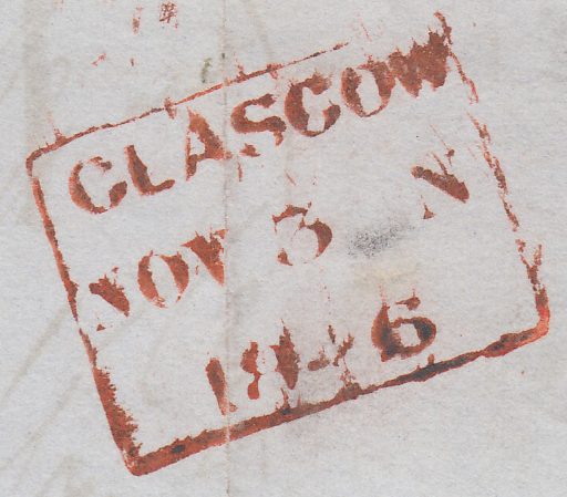 66227 - Pl.64 (HC)(SG8) ON COVER. 1846 wrapper Glasgow to Pennycuic...