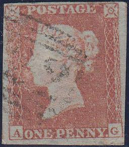 66253 - 1D Pl.151 (AG)(SG 9). Good used 1852 1d pl. 151 le...