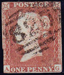 66267 - 1852 1d pl.156 (AG)(SG 8). Used example lettered A...