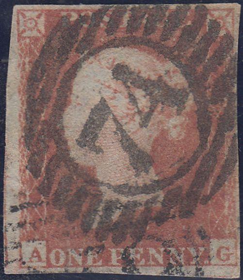 66268 - PL.157(AG STATE I)(SG8). Good used 1852 1d pl. 157 lettered AG in STATE ONE of the plate