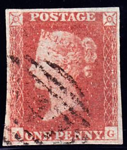 66269 - 1852 1d pl.158 (AG)(SG 8). Used example, four marg...