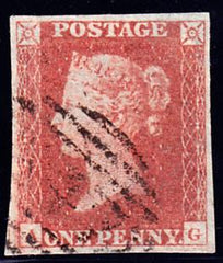 66269 - 1852 1d pl.158 (AG)(SG 8). Used example, four marg...