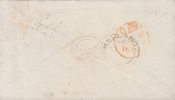 66294 - BRISTOL REDLAND UDC. 1856 envelope Bristol to London with 1d star tied...