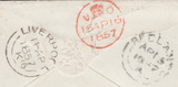 66317 - BRISTOL SPOON TYPE A RECUT (RA26)/REDLAND UDC. 1857 1d pink envelope Bristol to Li...