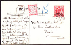 66326 - 1903 UNDERPAID MAIL KENT TO PARIS. Post card of St. Augustine's...