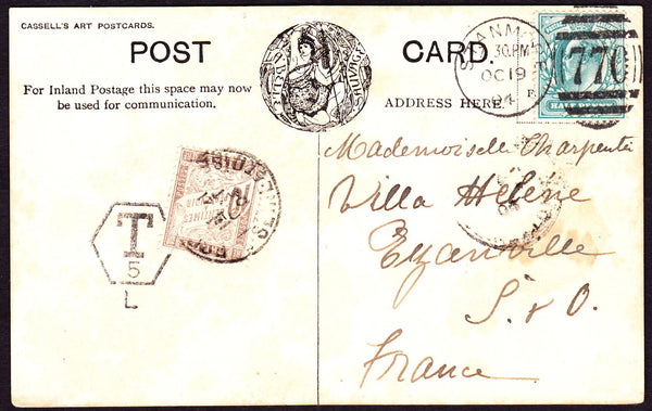 66333 - 1904 UNDERPAID MAIL STANMORE TO FRANCE.