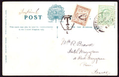 66339 - 1906 UNDERPAID MAIL SURREY TO PARIS. 1906 post card of Stratford fro...