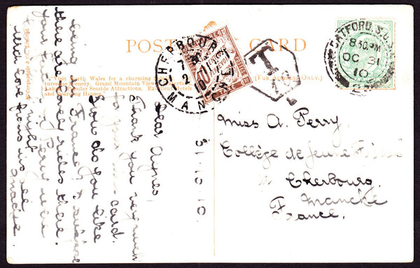 66342 - 1910 UNDERPAID MAIL LONDON TO FRANCE. Post card